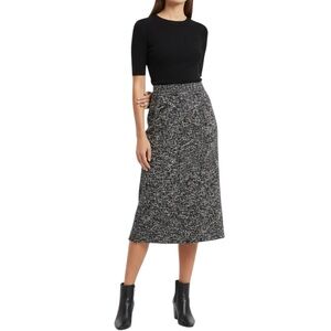 Zara Textured Tweed Pencil Skirt - Black/White - Size XS
